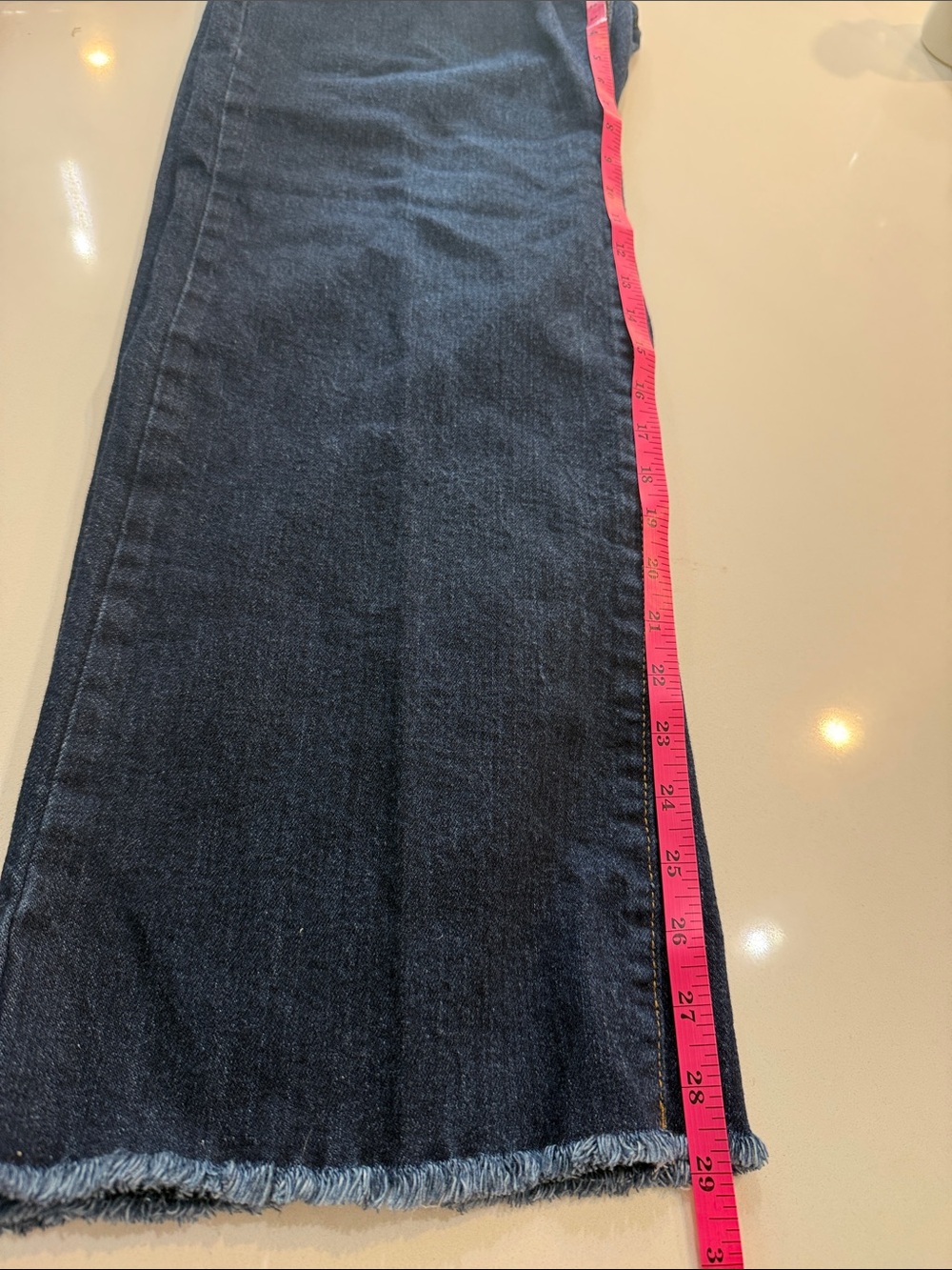 Oat New York High Waist Raw Hem Wide-Leg Dark Blue Jeans | Size 8/29 - Picture 9 of 10